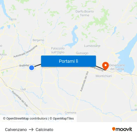 Calvenzano to Calcinato map