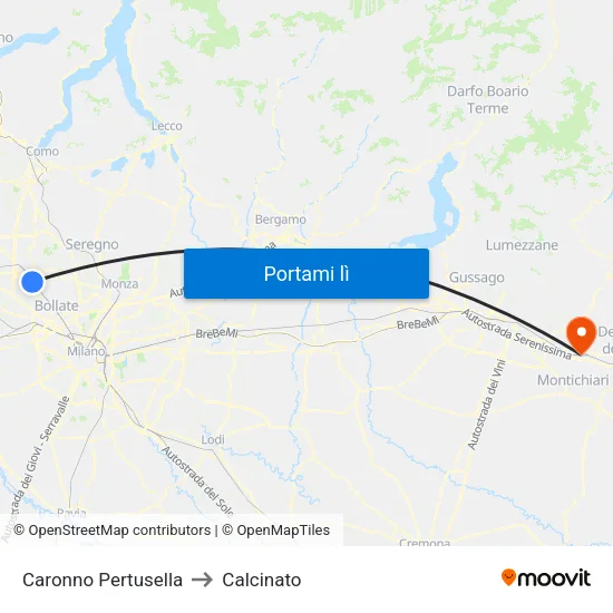 Caronno Pertusella to Calcinato map