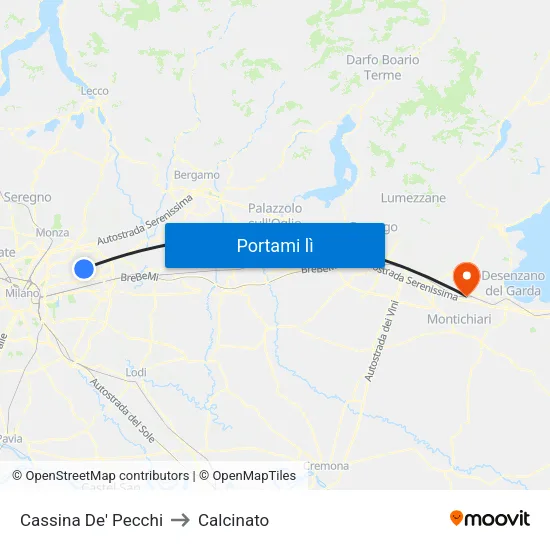 Cassina De' Pecchi to Calcinato map