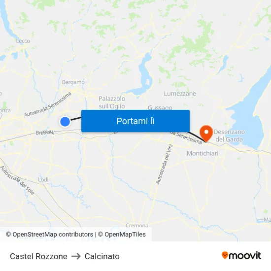 Castel Rozzone to Calcinato map