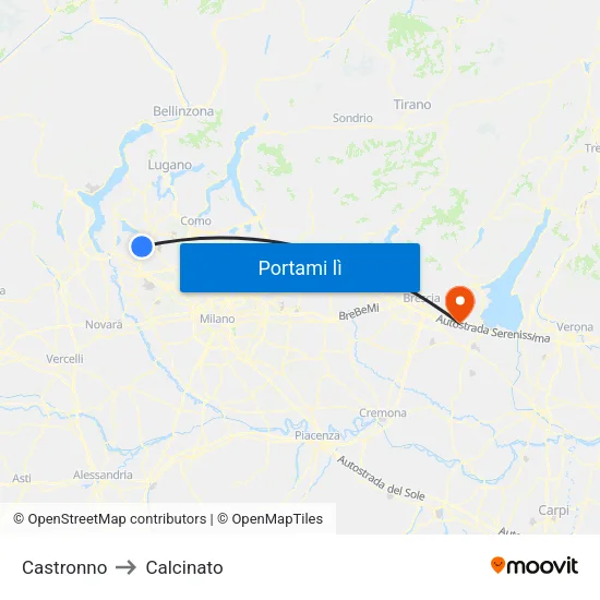 Castronno to Calcinato map