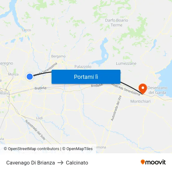 Cavenago Di Brianza to Calcinato map