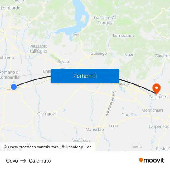 Covo to Calcinato map