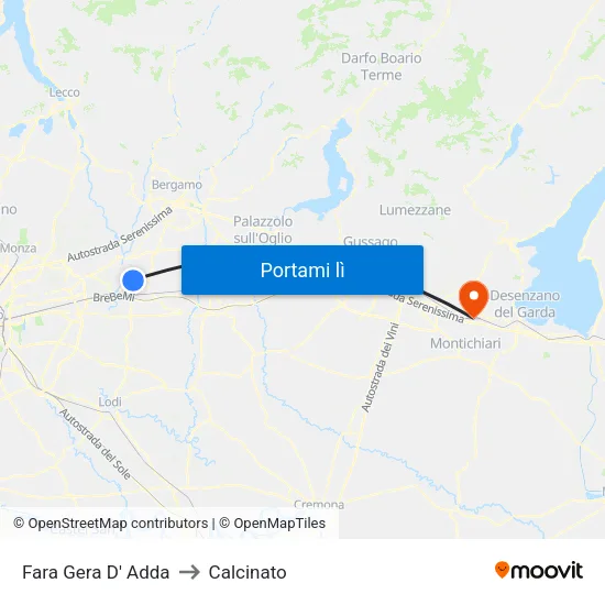 Fara Gera D' Adda to Calcinato map