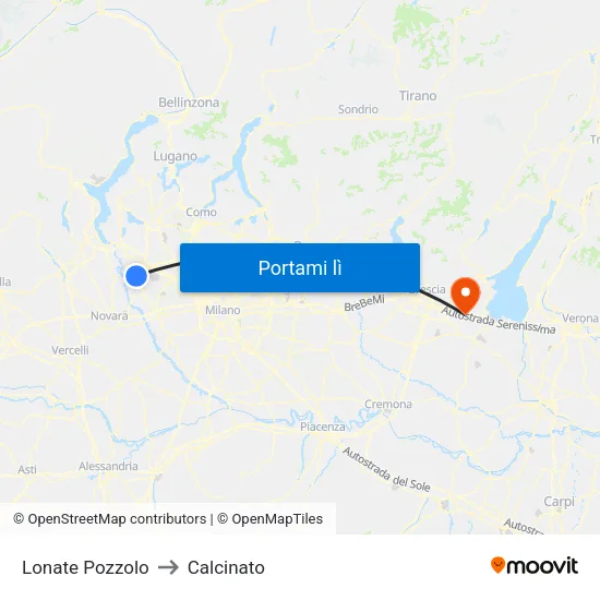 Lonate Pozzolo to Calcinato map