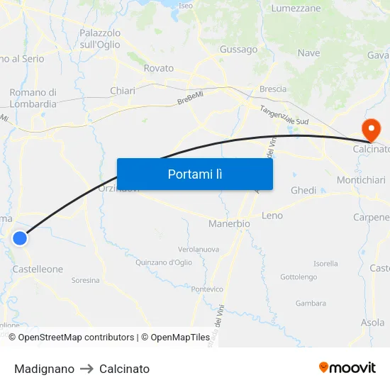 Madignano to Calcinato map