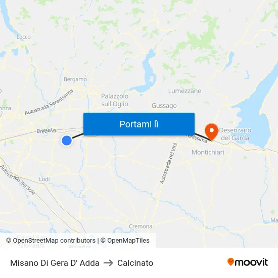 Misano Di Gera D' Adda to Calcinato map