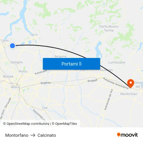 Montorfano to Calcinato map