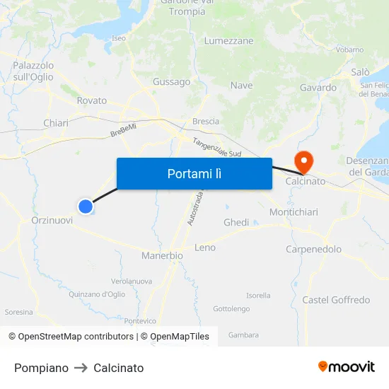 Pompiano to Calcinato map