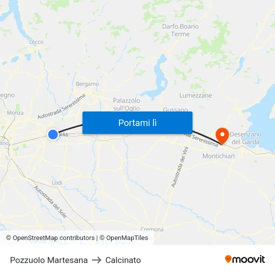 Pozzuolo Martesana to Calcinato map