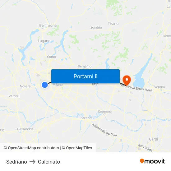 Sedriano to Calcinato map