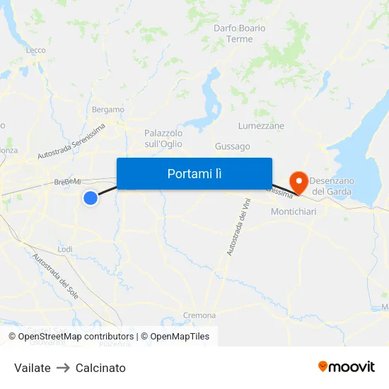 Vailate to Calcinato map