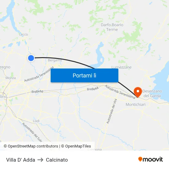 Villa D' Adda to Calcinato map