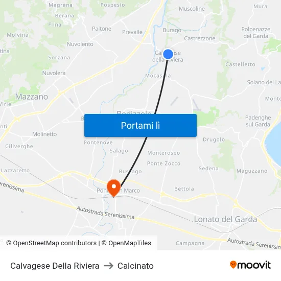 Calvagese Della Riviera to Calcinato map