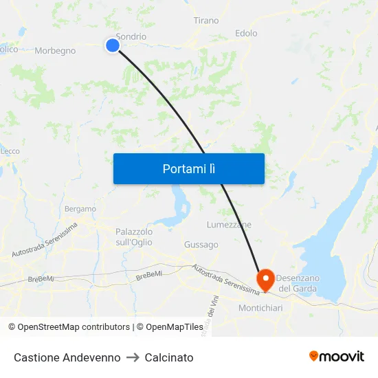 Castione Andevenno to Calcinato map