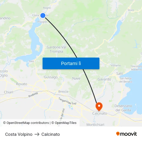 Costa Volpino to Calcinato map