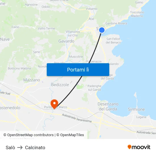 Salò to Calcinato map