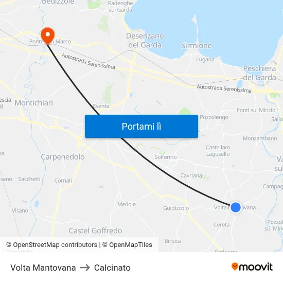 Volta Mantovana to Calcinato map