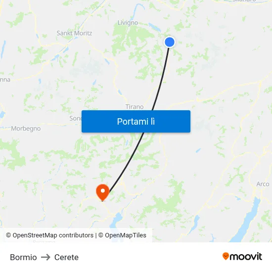 Bormio to Cerete map