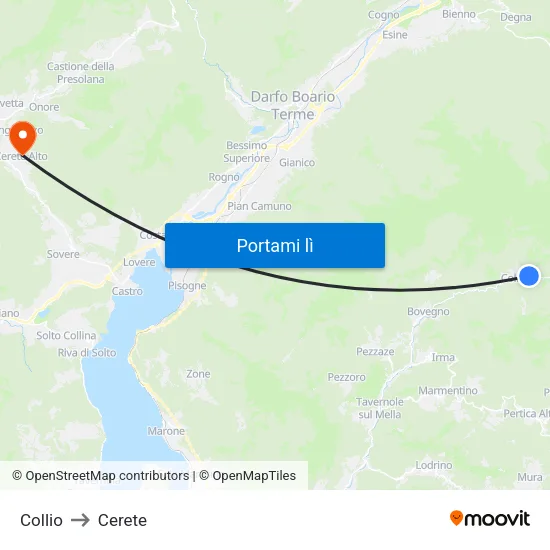 Collio to Cerete map