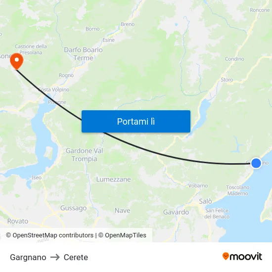 Gargnano to Cerete map