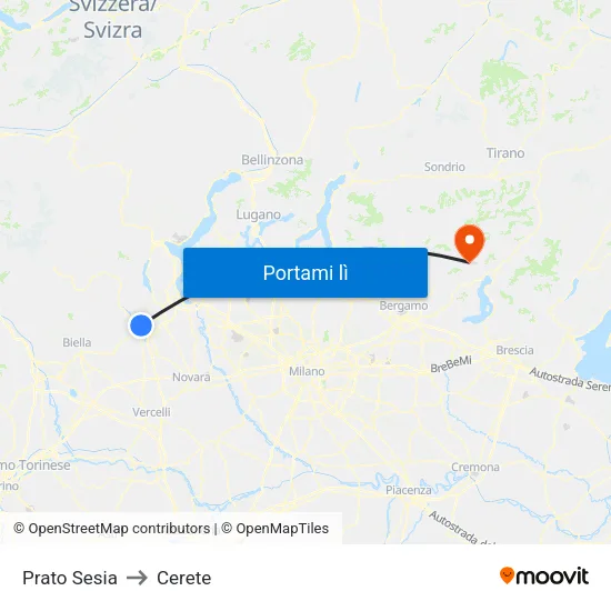 Prato Sesia to Cerete map
