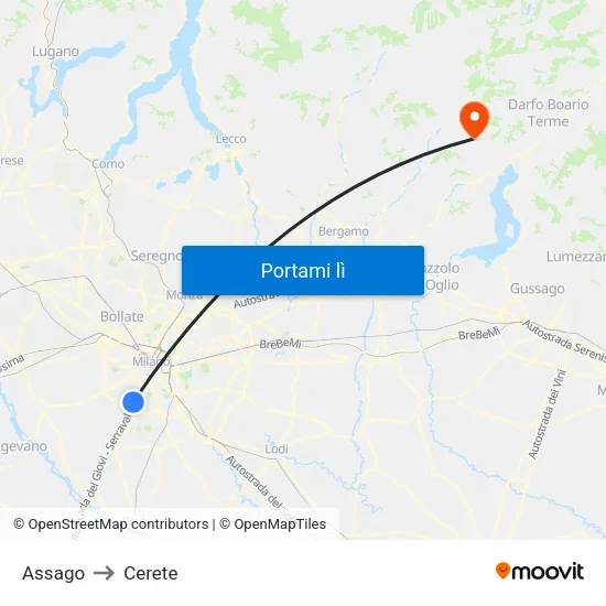 Assago to Cerete map
