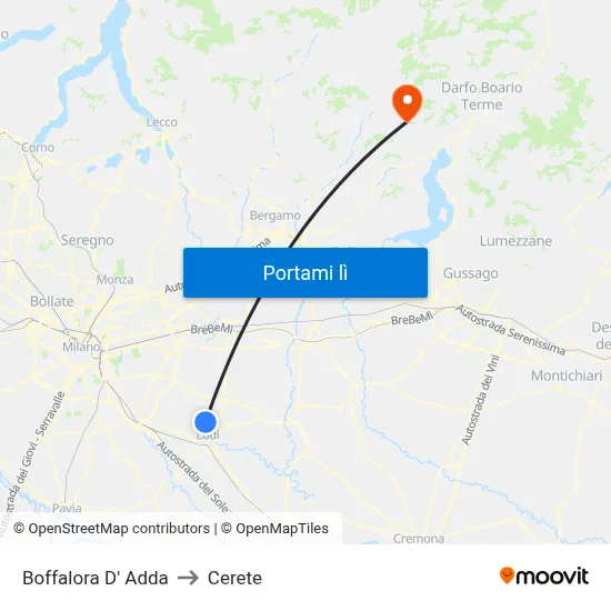 Boffalora D' Adda to Cerete map