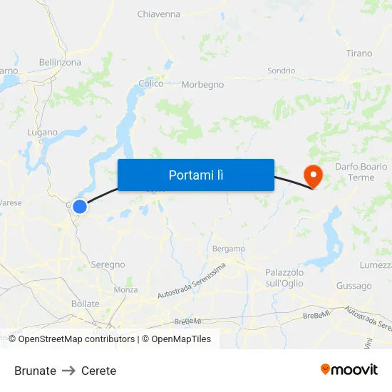 Brunate to Cerete map