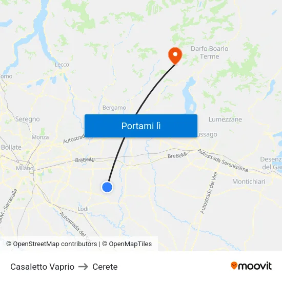 Casaletto Vaprio to Cerete map