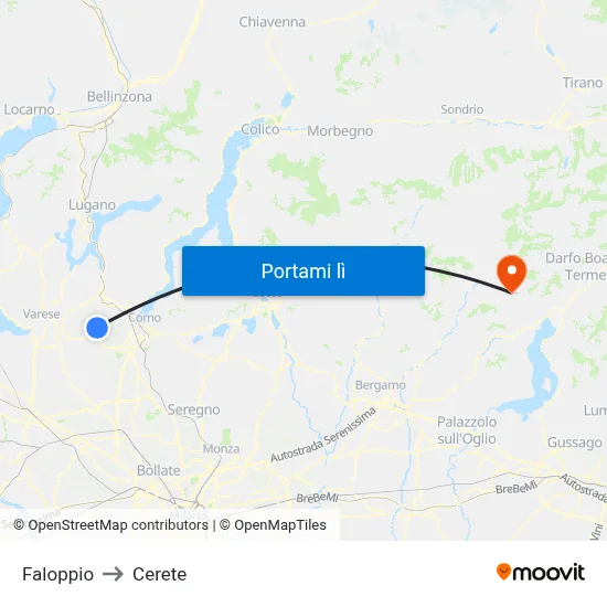Faloppio to Cerete map