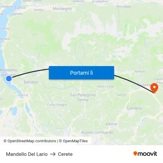 Mandello Del Lario to Cerete map