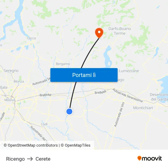 Ricengo to Cerete map