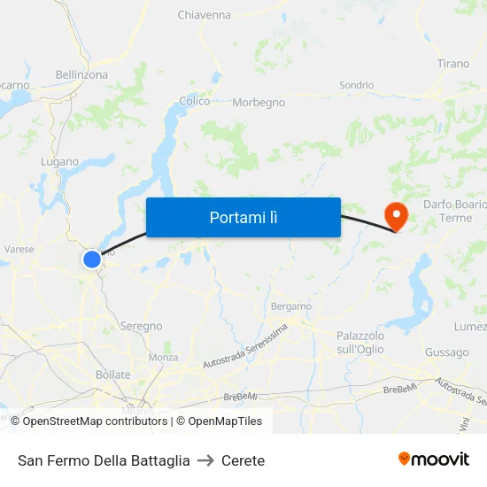 San Fermo Della Battaglia to Cerete map