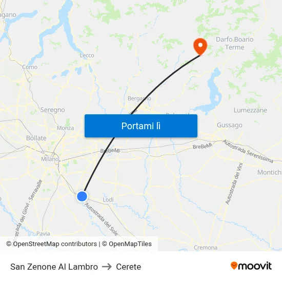 San Zenone Al Lambro to Cerete map