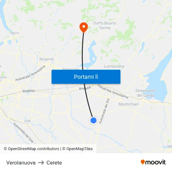 Verolanuova to Cerete map