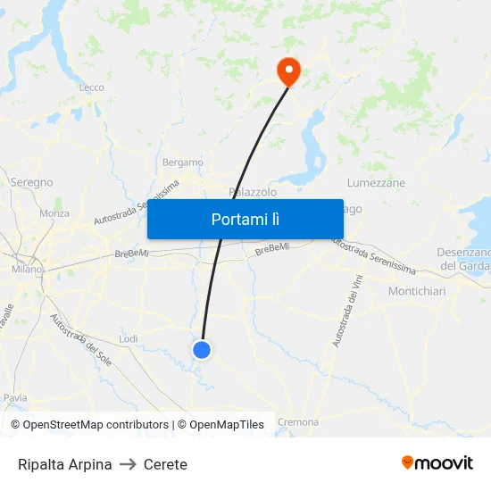 Ripalta Arpina to Cerete map