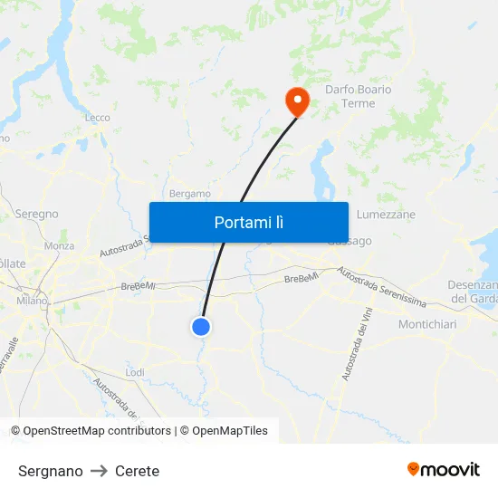 Sergnano to Cerete map