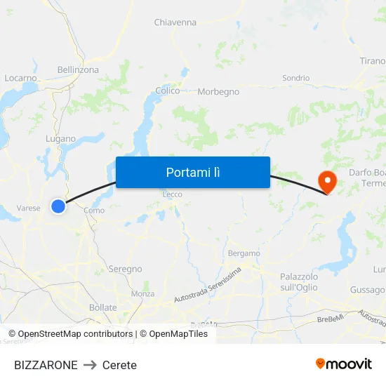 BIZZARONE to Cerete map