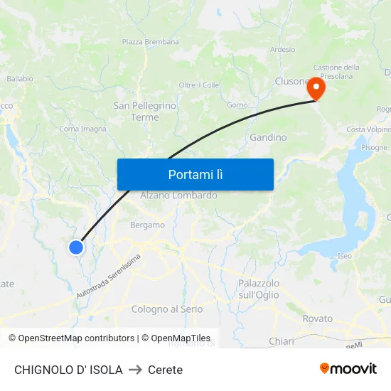 CHIGNOLO D' ISOLA to Cerete map