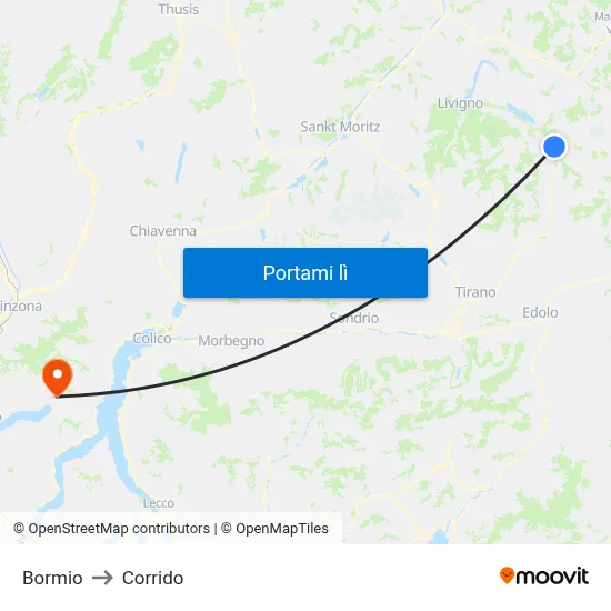 Bormio to Corrido map