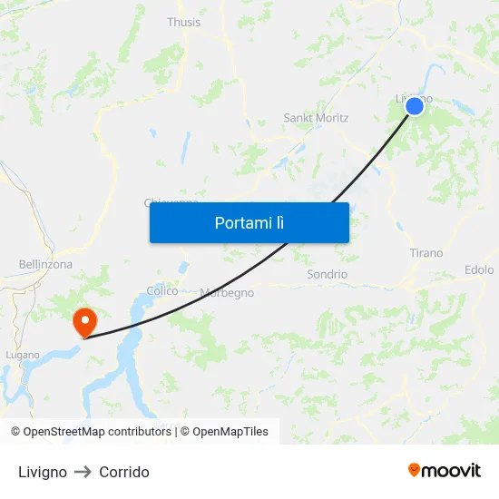 Livigno to Corrido map