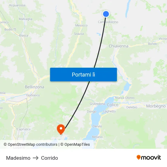 Madesimo to Corrido map
