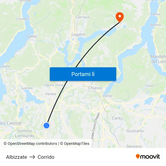 Albizzate to Corrido map