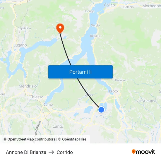 Annone Di Brianza to Corrido map