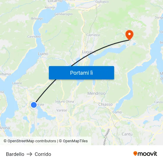 Bardello to Corrido map