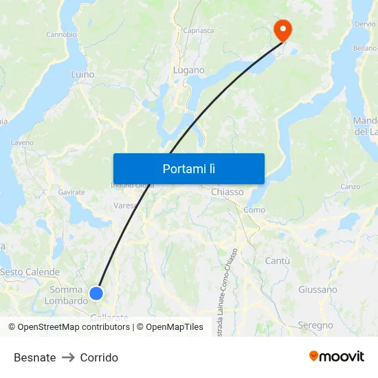 Besnate to Corrido map