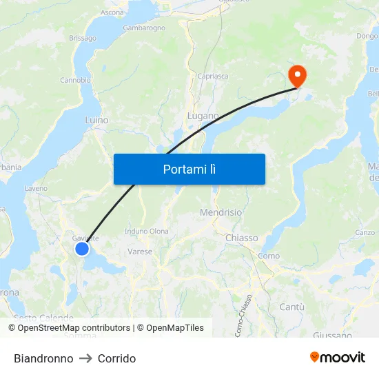 Biandronno to Corrido map