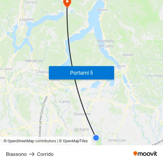 Biassono to Corrido map