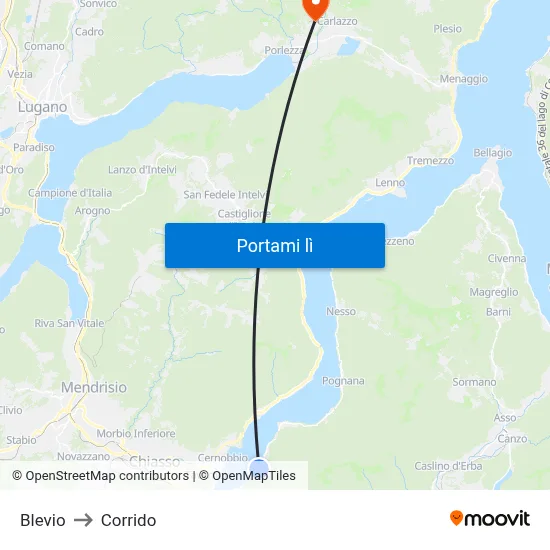 Blevio to Corrido map
